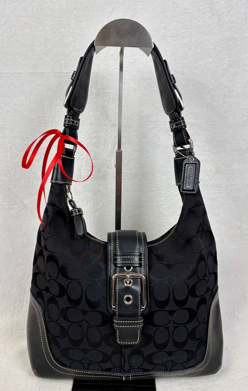 Coach Vintage Y2K Soho Buckle Hobo in Black Signature Jacquard